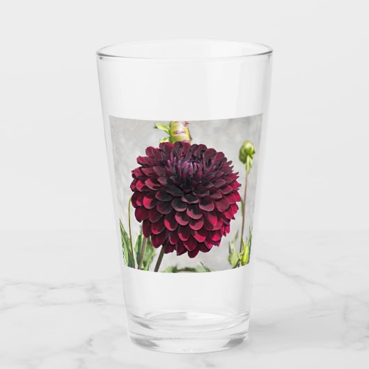 Dark Red Dahlia Bloom Floral Drink Glas (Voorkant)