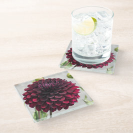 Dark Red Dahlia Bloom Floral Glazen Onderzetter