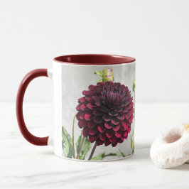 Dark Red Dahlia Bloom Floral Mok