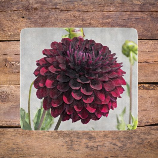 Dark Red Dahlia Bloom Floral Snijplank