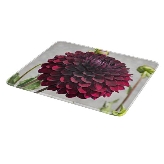 Dark Red Dahlia Bloom Floral Snijplank (Hoek)