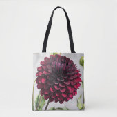Dark Red Dahlia Bloom Floral Tote Bag (Voorkant)