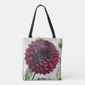 Dark Red Dahlia Bloom Floral Tote Bag (Achterkant)