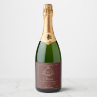 Dark Red Elegant Golden Calligraphy Wedding Champ