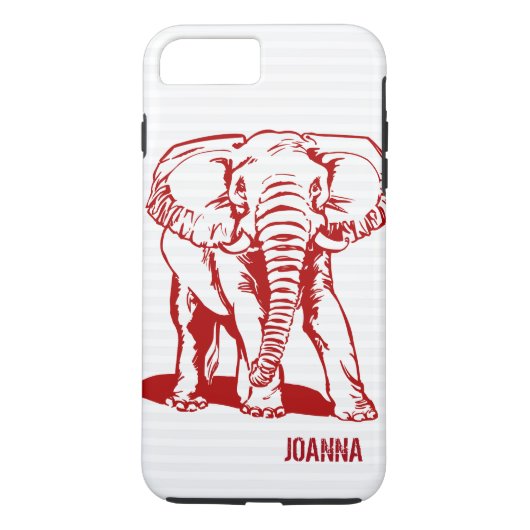 Dark Red Elephant Line Tekening Case-Mate iPhone Case (Achterkant)