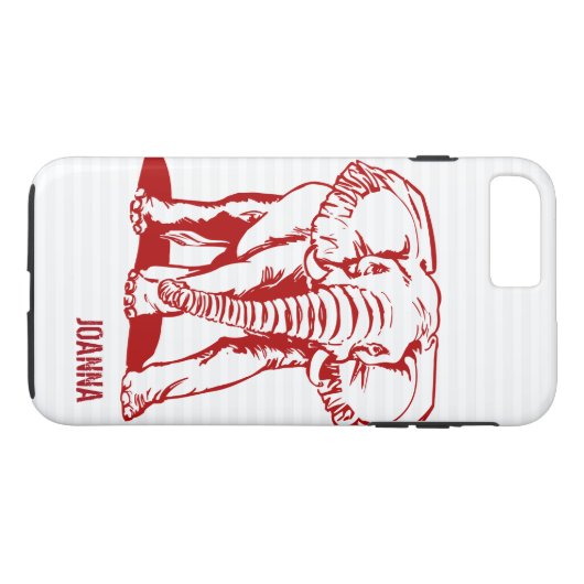 Dark Red Elephant Line Tekening Case-Mate iPhone Case (Achterkant (Horizontaal))