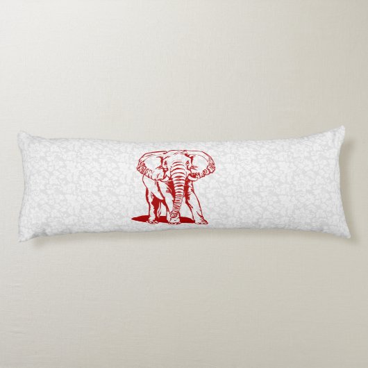 Dark Red Elephant Line Tekening Lichaamskussen (Achterkant)