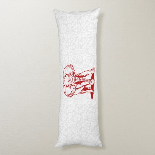 Dark Red Elephant Line Tekening Lichaamskussen (Achterkant (Verticaal))