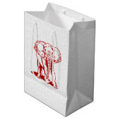 Dark Red Elephant Line Tekening Medium Cadeauzakje (Voorkant Gekanteld)