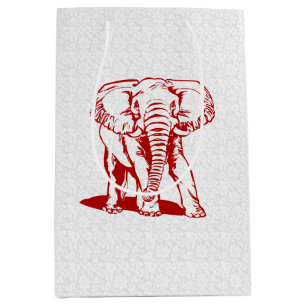 Dark Red Elephant Line Tekening Medium Cadeauzakje
