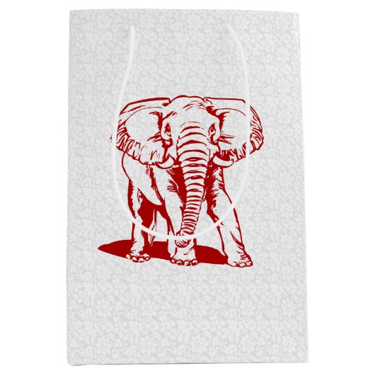 Dark Red Elephant Line Tekening Medium Cadeauzakje (Voorkant)