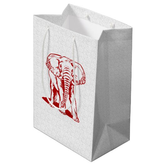 Dark Red Elephant Line Tekening Medium Cadeauzakje (Achterkant Gekanteld)