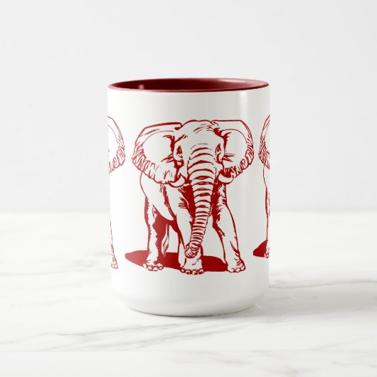 Dark Red Elephant Line Tekening Mok (Midden)