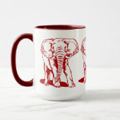 Dark Red Elephant Line Tekening Mok (Links)