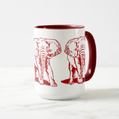 Dark Red Elephant Line Tekening Mok (Voorkant rechts)