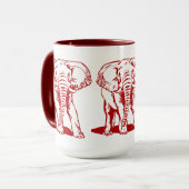 Dark Red Elephant Line Tekening Mok (Voorkant links)