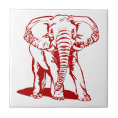 Dark Red Elephant Line Tekening Tegeltje (Voorkant)