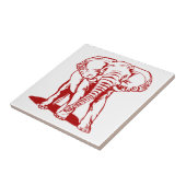 Dark Red Elephant Line Tekening Tegeltje (Zijkant)