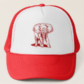 Dark Red Elephant Line Tekening Trucker Pet (Voorkant)