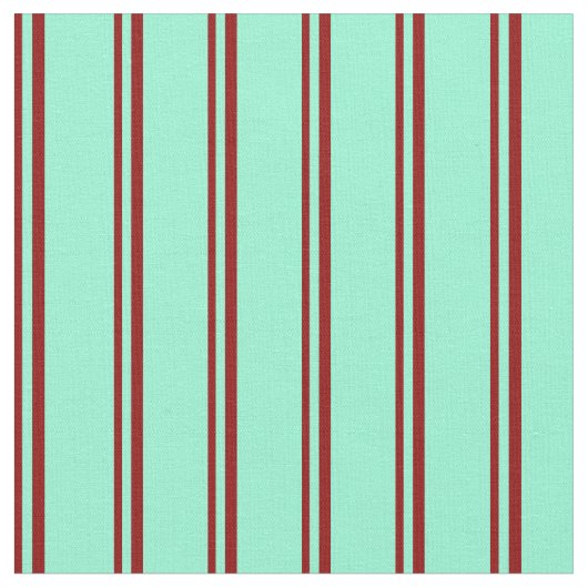 Dark Red en Aquamarine Lined Pattern Stof (Close Up)