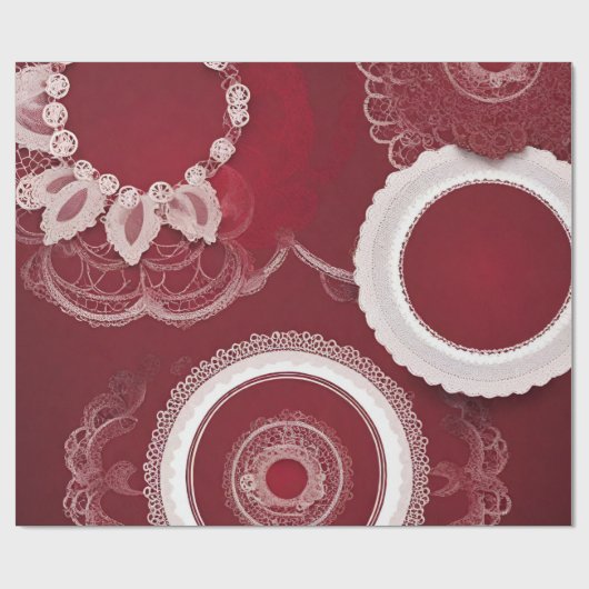 Dark Red Floral AI art Cadeaupapier (Vlak)