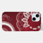 Dark Red Floral AI art Case-Mate iPhone Case (Achterkant (horizontaal))