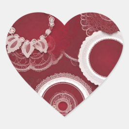 Dark Red Floral AI art Hart Sticker