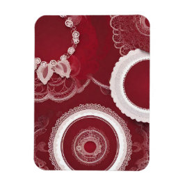 Dark Red Floral AI art Magneet