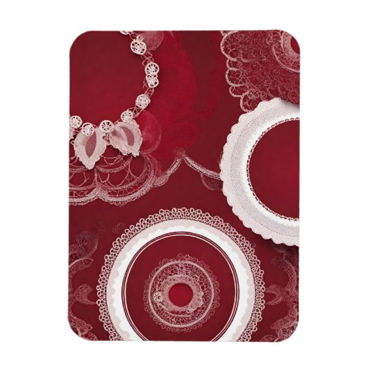 Dark Red Floral AI art Magneet (Verticaal)