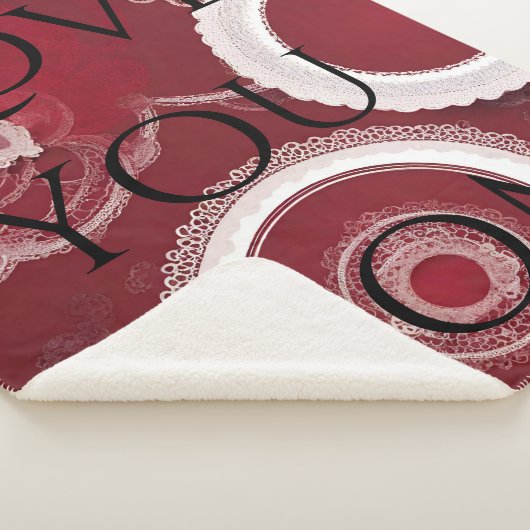 Dark Red Floral AI art Sherpa Deken (3/4)