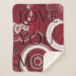 Dark Red Floral AI art Sherpa Deken