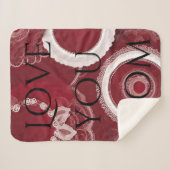 Dark Red Floral AI art Sherpa Deken (Voorkant (horizontaal))