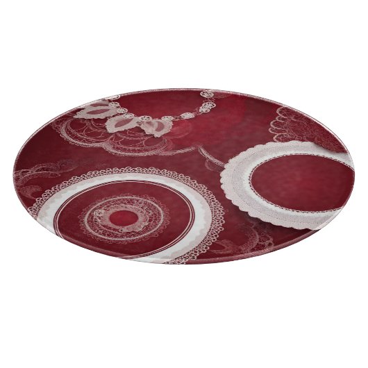 Dark Red Floral AI art Snijplank (Hoek)