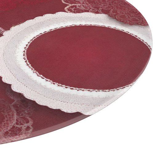 Dark Red Floral AI art Snijplank (Hoek)