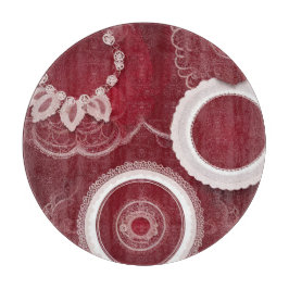 Dark Red Floral AI art Snijplank