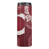 Dark Red Floral AI art Thermosbeker (Achterkant)