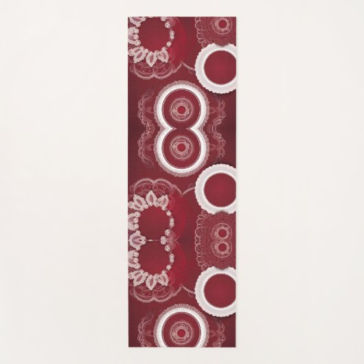 Dark Red Floral AI art Yogamat (Voorkant)
