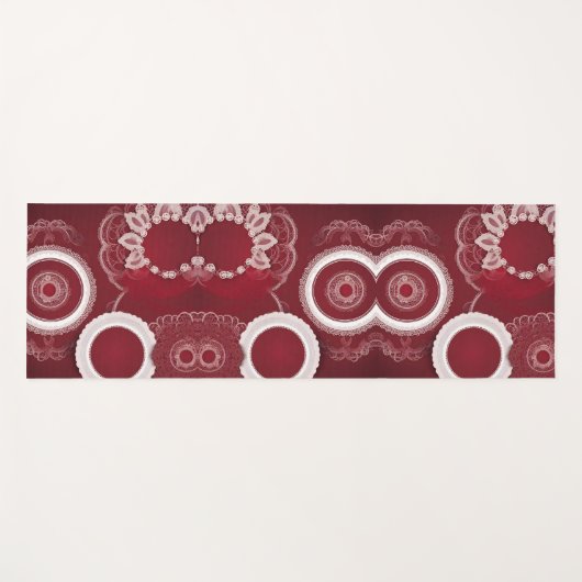Dark Red Floral AI art Yogamat (Voorkant (horizontaal))