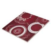 Dark Red Floral AI kunst Keramische Tegel Tegeltje (Zijkant)