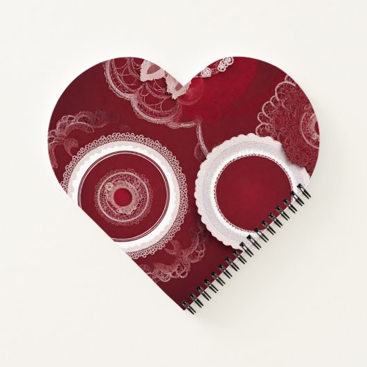 Dark Red Floral AI kunst Spiral Notitieboek (Achterkant)