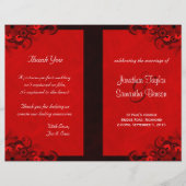 Dark Red Floral Gothic Wedding Program Sjablonen (Voorkant)