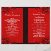 Dark Red Floral Gothic Wedding Program Sjablonen (Achterkant)