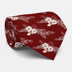 Dark Red Floral Wedding Stropdas