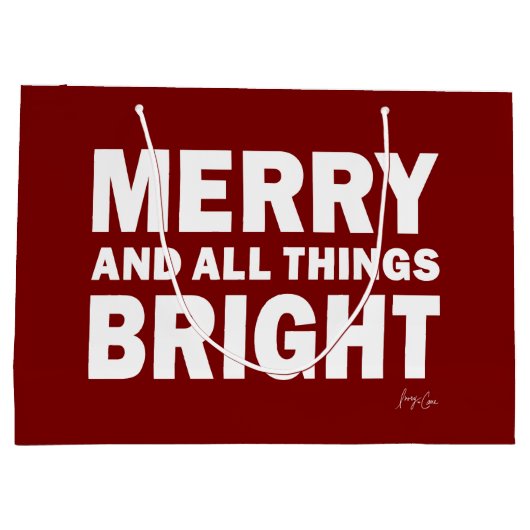 Dark Red Gift Bag | Merry & All Things Bright Groot Cadeauzakje (Achterkant)