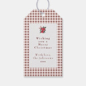 Dark Red Gingham Plaid Custom Christmas Cadeaulabel (Voorkant)
