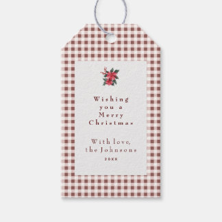 Dark Red Gingham Plaid Custom Christmas Cadeaulabel