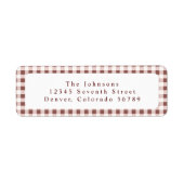 Dark Red Gingham Plaid Custom Etiket (Voorkant)