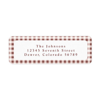 Dark Red Gingham Plaid Custom Etiket