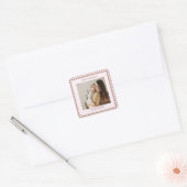 Dark Red Gingham Plaid Custom Photo Greeting Vierkante Sticker (Envelop)