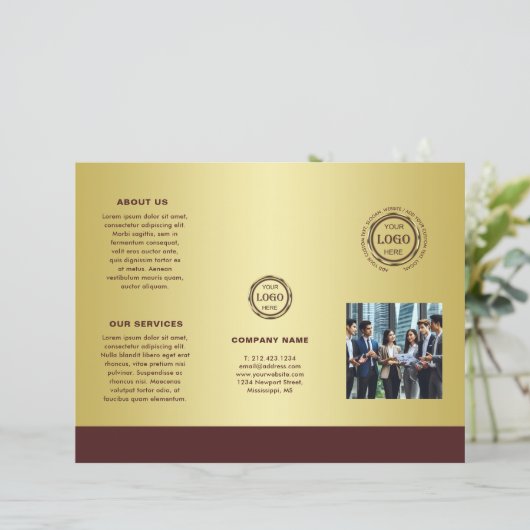 Dark-red gold design,Logo or Photo Brochures, (Staand voorkant)